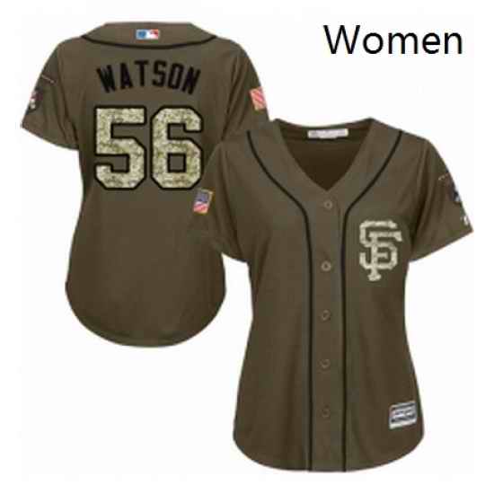 Womens Majestic San Francisco Giants 56 Tony Watson Authentic Green Salute to Service MLB Jersey